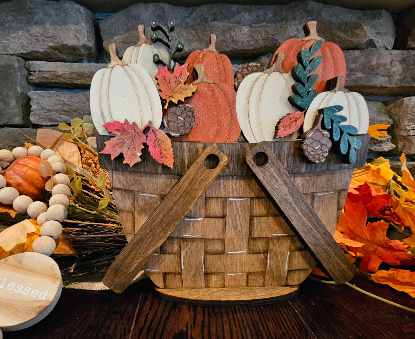 Pumpkins Wood Inserts for Basket