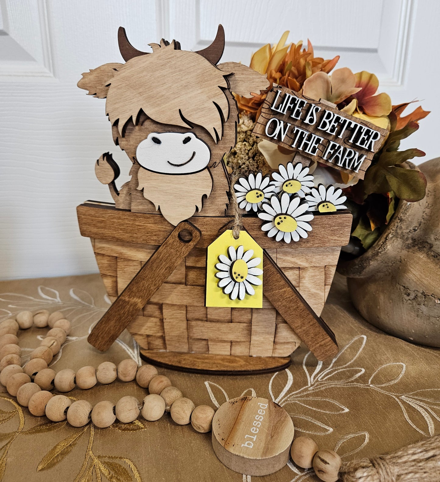 Cow Wood Inserts for Basket