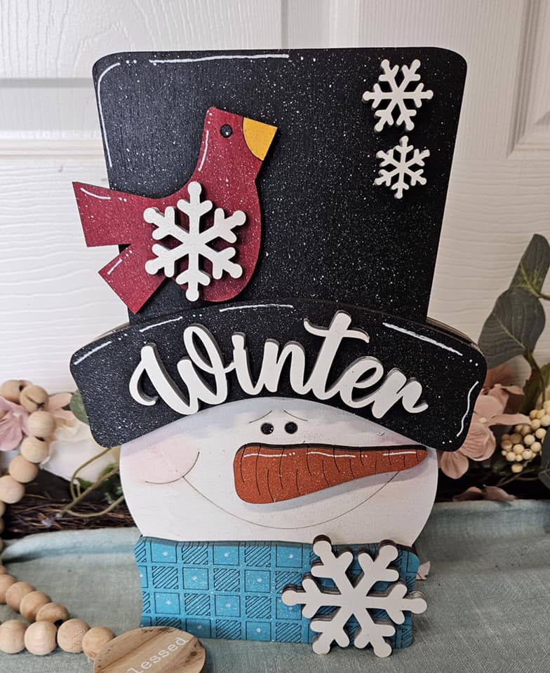 WINTER SNOWMAN CHUNKY SHELF SITTER
