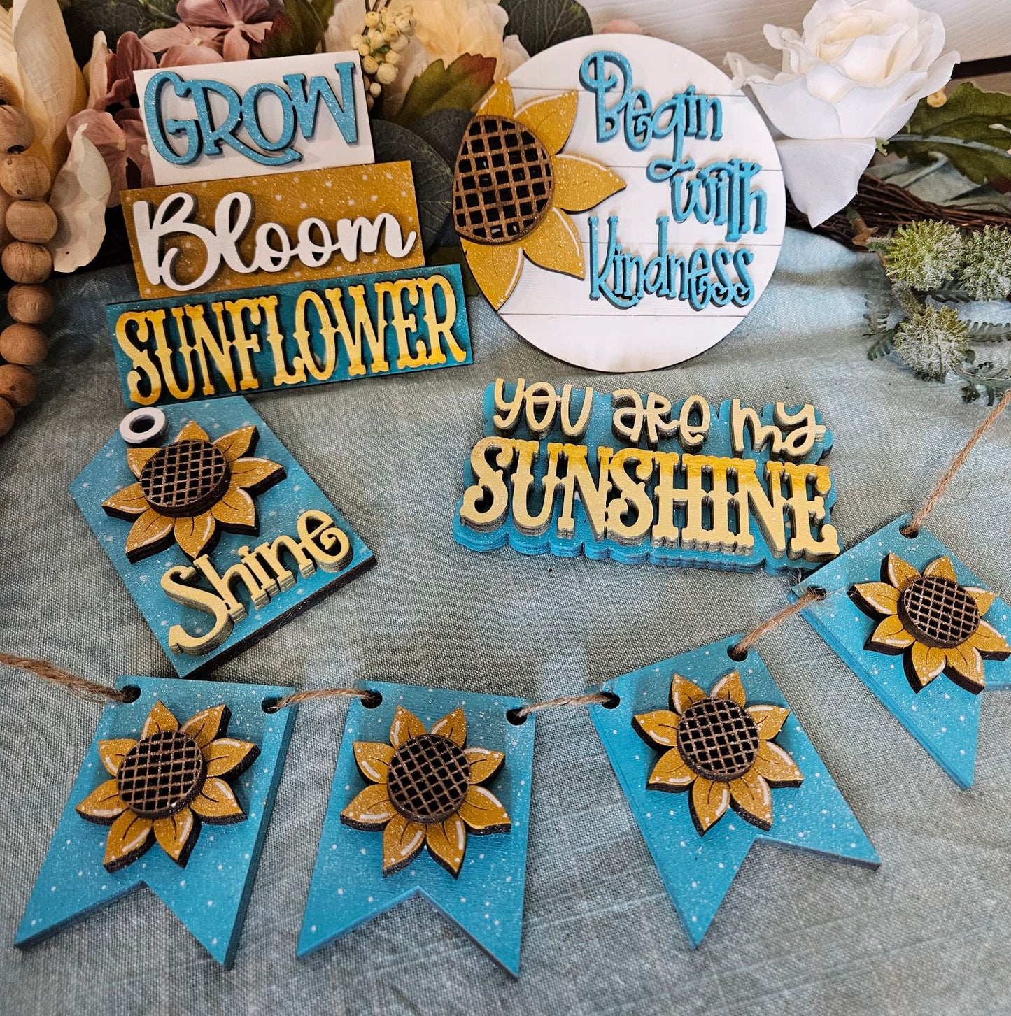 TIER TRAY SUNFLOWER SUNSHINE (can also be used for crates and wagon)