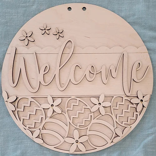 Welcome Easter Egg Door Hanger