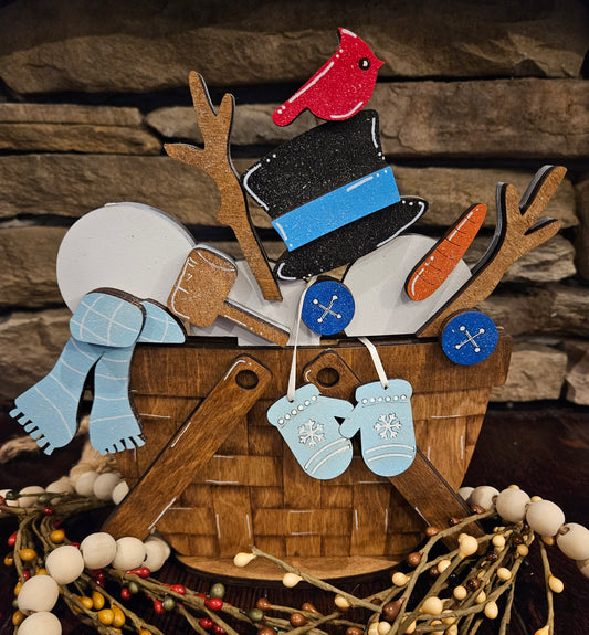 Build a Snowman Wood Inserts for Basket