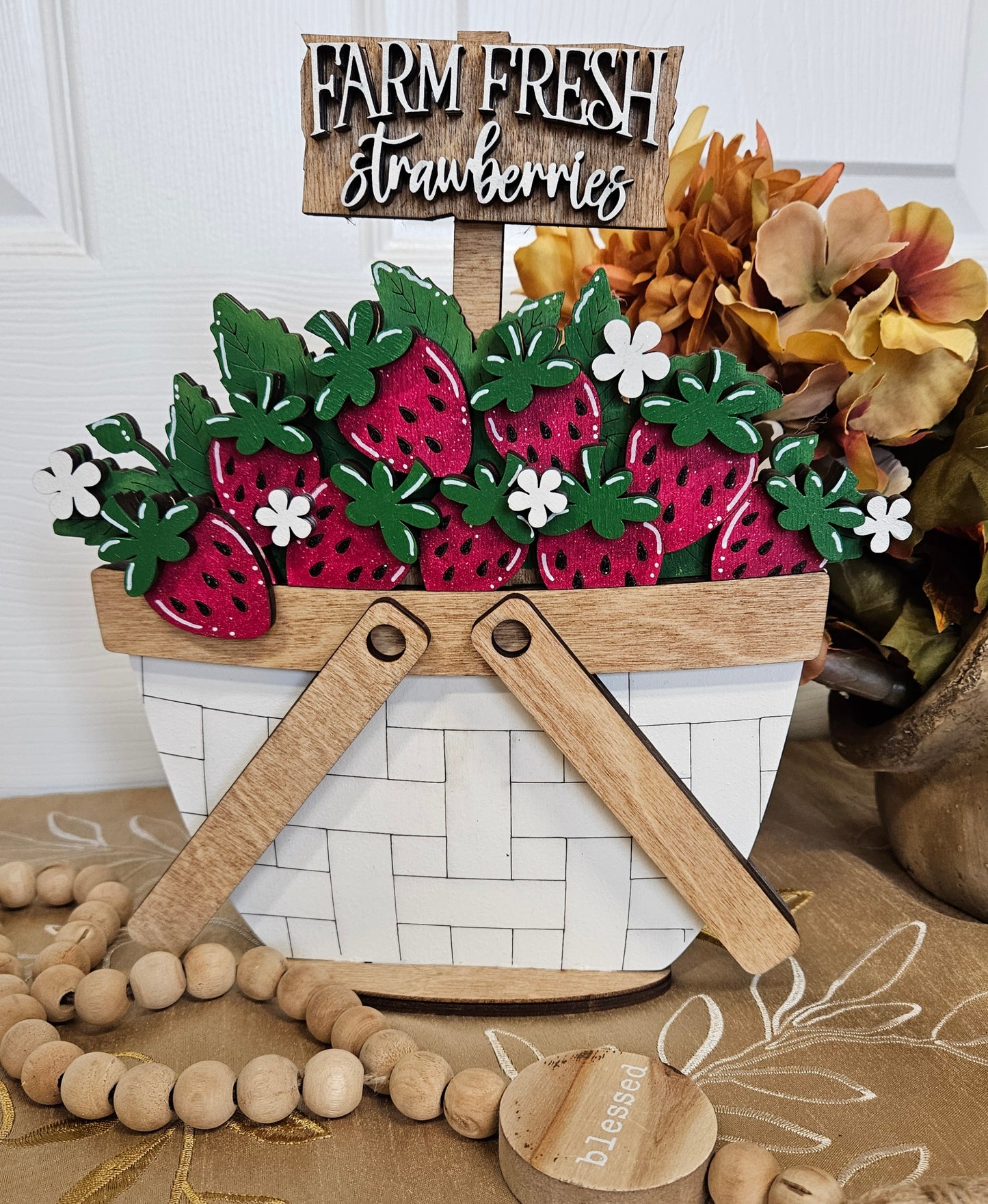 Strawberries Wood Inserts for Basket