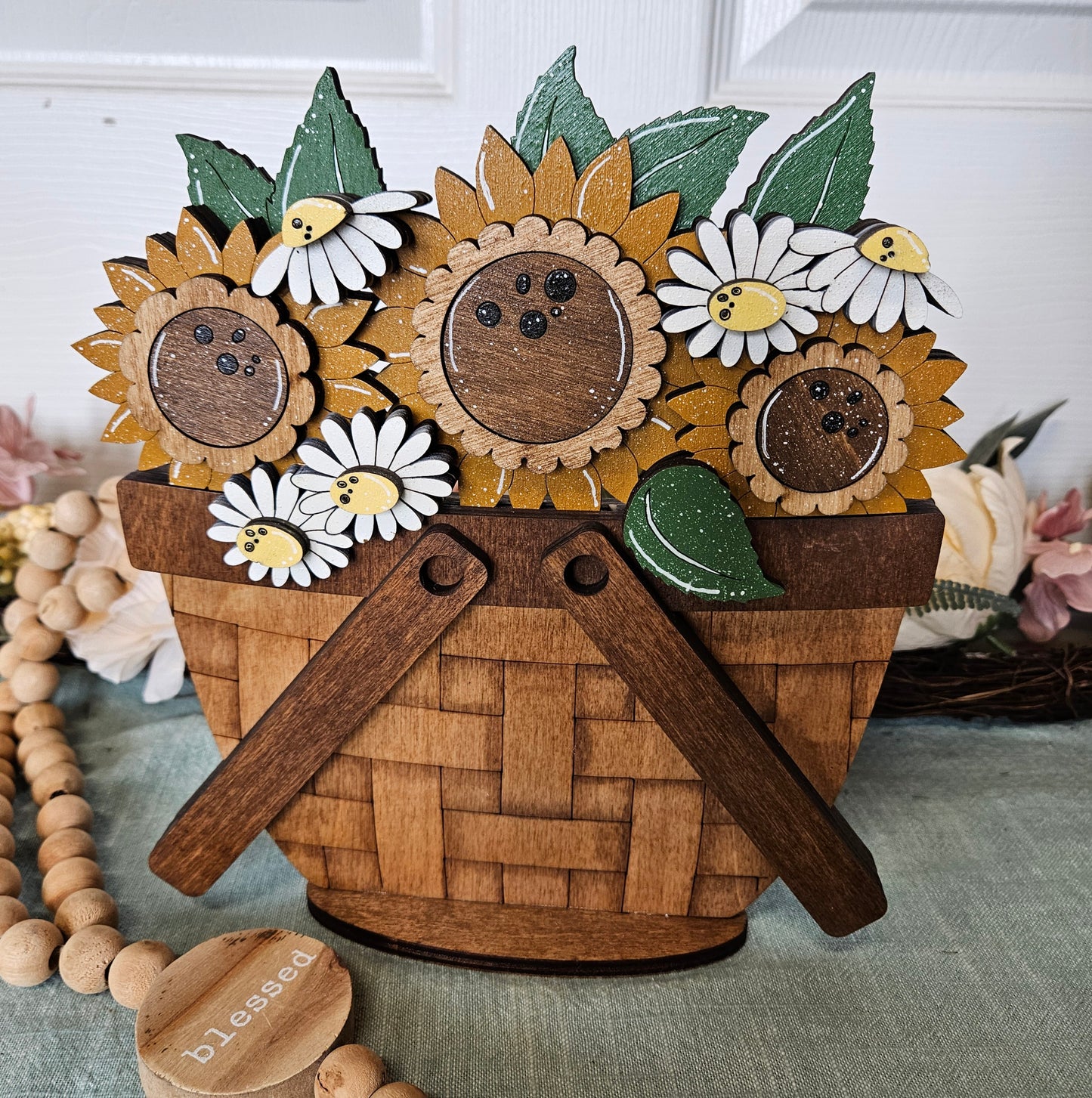 Daisies and Sunflower Basket Insert