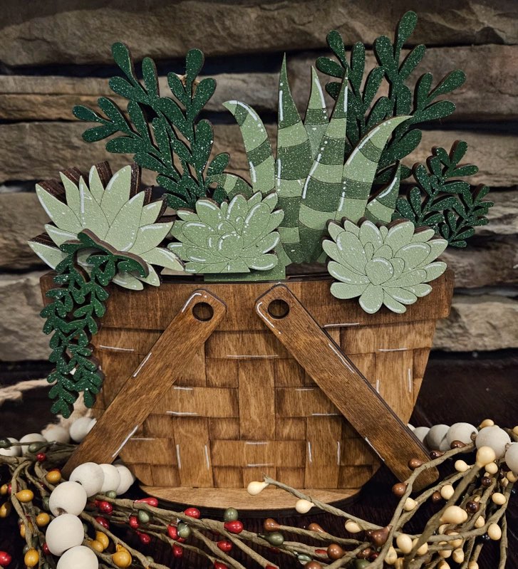 Succulents Wood Inserts for Basket