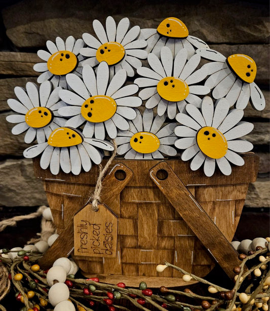 Daisies Wood Inserts for Basket