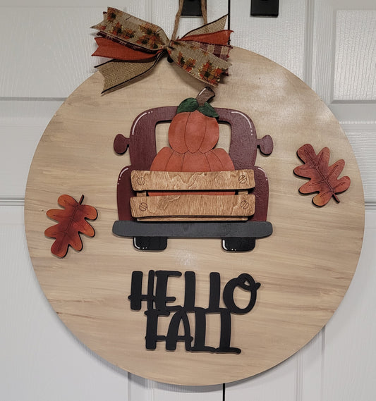 Hello Fall Truck Hanging Sign