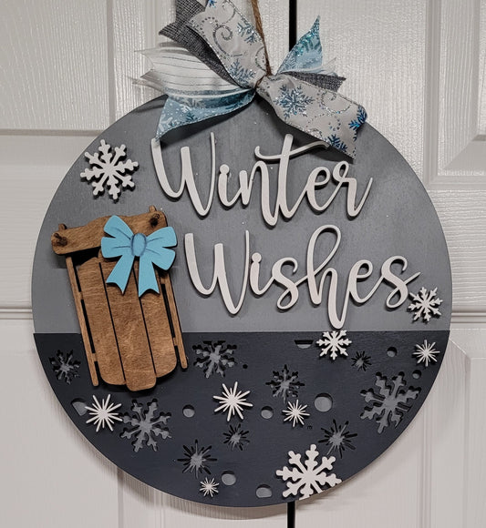 Winter Wishes Sled Door Hanger