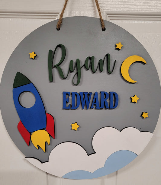 Rocket space theme wall hanging